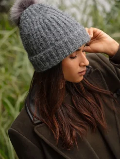 Love & Roses Grey Cosy Pom Hat Online