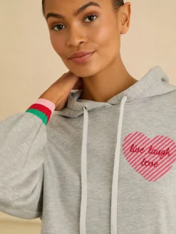 Love & Roses Jersey Loungwear Hoodie Grey Rainbow Tipped Online