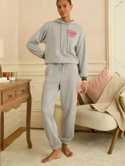 Love & Roses Jersey Loungwear Hoodie Grey Rainbow Tipped Online