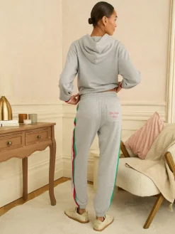 Love & Roses Jersey Loungewear Bottoms Grey Rainbow Tipped New