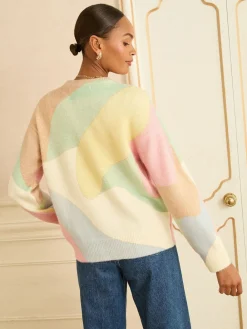 Love & Roses Multicoloured Cosy Print Knitted Jumper Sale