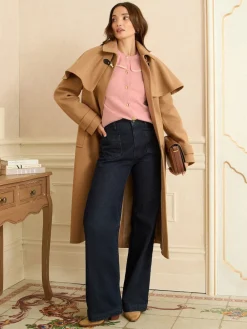 Love & Roses Pale Pink Cosy Pointelle Sleeve Collard Top Discount