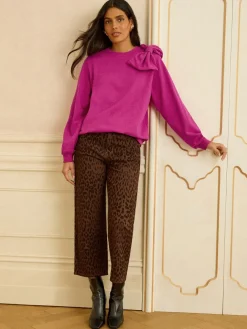 Love & Roses Bow Shoulder Sweatshirt Pink Hot