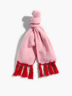 Love & Roses Tassel Cosy Contrast Brushed Scarf Pink/Red Discount