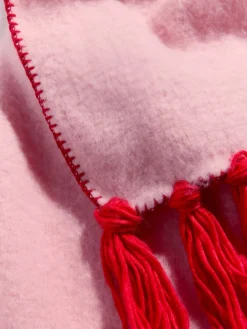 Love & Roses Tassel Cosy Contrast Brushed Scarf Pink/Red Discount