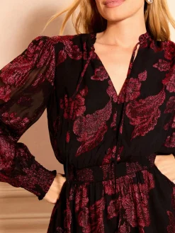 Love & Roses Red Tie Neck Mini Dress Discount