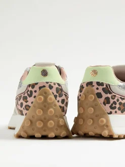 Love & Roses Mix Material Retro Comfort Jogger Trainers Silver Glitter Best