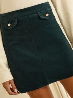 Love & Roses Corduroy Mini Skirt Teal Blue Sale