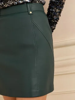Love & Roses Faux Leather Mini Skirt Teal Green Best
