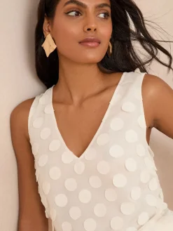 Love & Roses 3D Spot V-Neck Vest White Ecru Sale