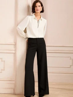 Love & Roses Button Through Long Sleeve Shirt White Ecru Metallic Sale