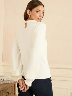 Love & Roses Knitted Jumper White Lace Yoke Best