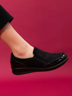 Lunar Black Hattie Wedge Shoes Outlet