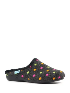 Lunar Black Peanut Polka Dot Mule Slippers Outlet
