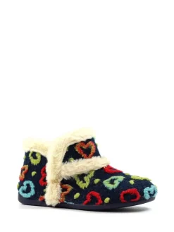 Lunar Blue Angel Heart Detail Bootie Slippers Online