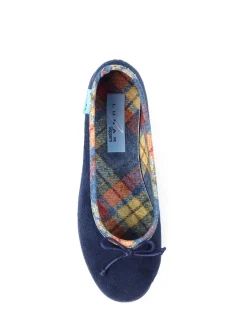 Lunar Blue Bow Tartan Trim Pump Slippers Clearance
