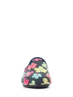 Lunar Blue Dolly Flower Mule Slippers