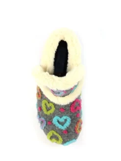 Lunar Grey Angel Heart Detail Bootie Slippers Sale