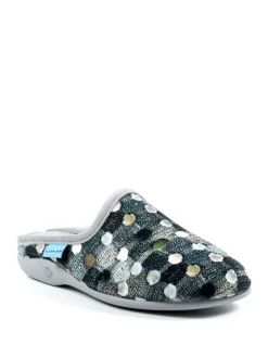 Lunar Grey Crackle Spotty Mule Slippers