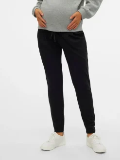 Mamalicious Black Maternity Drawstring Cuffed Casual Trousers Hot