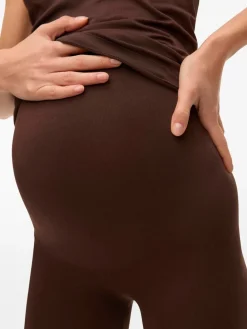 Mamalicious Maternity Seamless Leggings Dark Brown Discount