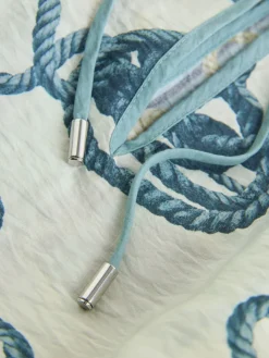 Next Keyhole Detail Relaxed Long Sleeve Blouse Marine Border Print Sale