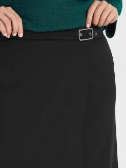 M&Co Black Buckle Detail Midi Skirt