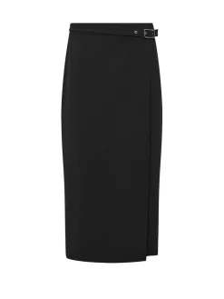 M&Co Black Buckle Detail Midi Skirt
