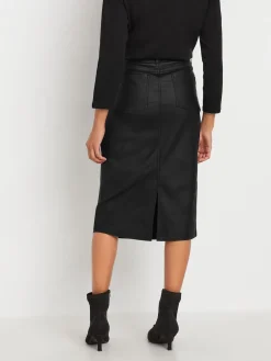 M&Co Black Coated Midi Skirt Hot