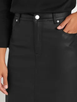 M&Co Black Coated Midi Skirt Hot