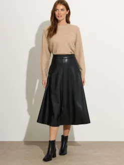 M&Co Black PU Full Skirt Hot