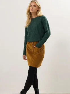 M&Co Brown Petite Cord A-Line Skirt Clearance