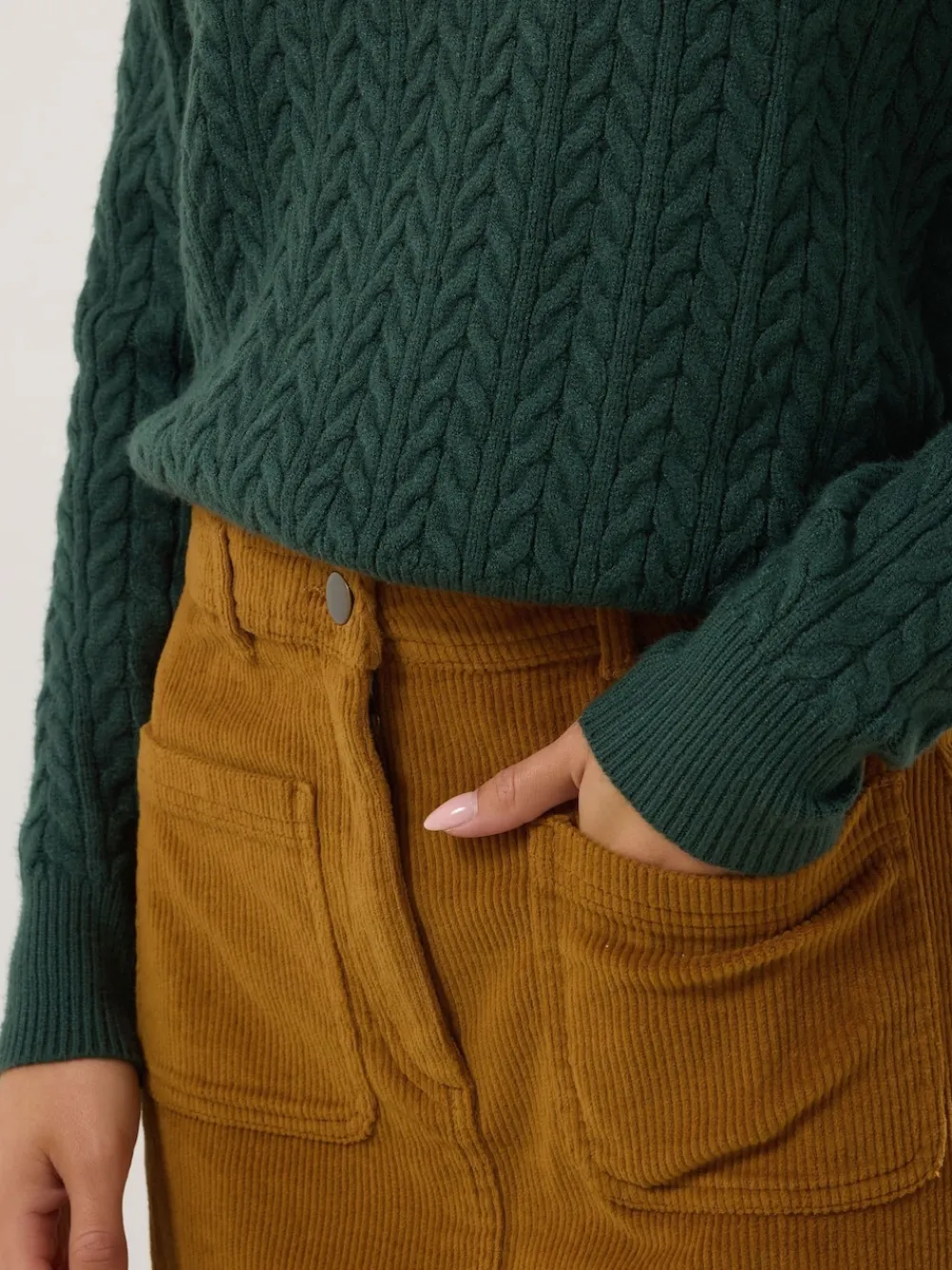 M&Co Brown Petite Cord A-Line Skirt Clearance