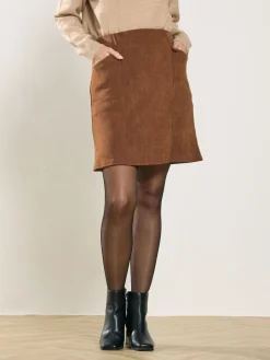 M&Co Pocket Cord Skirt Brown Clearance