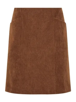M&Co Pocket Cord Skirt Brown Clearance