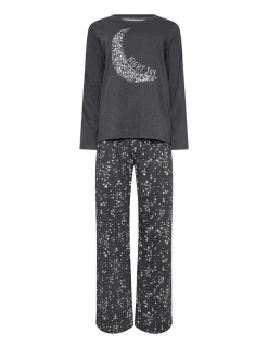 M&Co Grey Night Sky Long Sleeve Wide Leg Pyjamas Set New