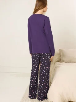 M&Co Purple Koalaty Time Long Sleeve Wide Leg PJ Set Online