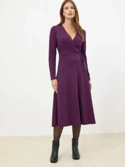 M&Co Long Sleeve Wrap Dress Purple Outlet