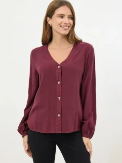 M&Co Red Acid Wash Long Sleeve Shirt Discount