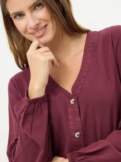 M&Co Red Acid Wash Long Sleeve Shirt Discount