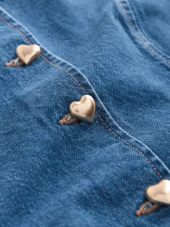 Next Mid Blue Denim Heart Button Through Waistcoat Hot