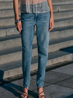 Next Mom Comfort Stretch Column Jeans Mid Blue Denim Discount