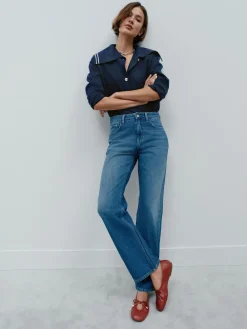 Next Straight Leg Jeans Mid Blue Denim