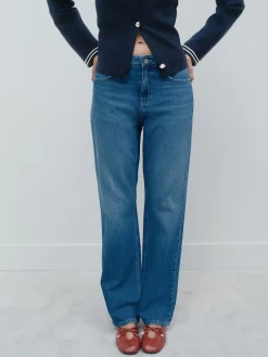 Next Straight Leg Jeans Mid Blue Denim