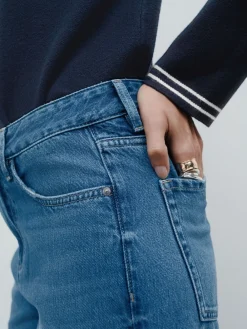 Next Straight Leg Jeans Mid Blue Denim