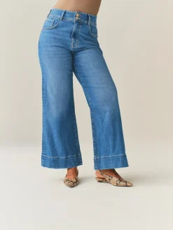 Next High Rise Stretch Wide Leg Hourglass Jeans Mid Blue Hot