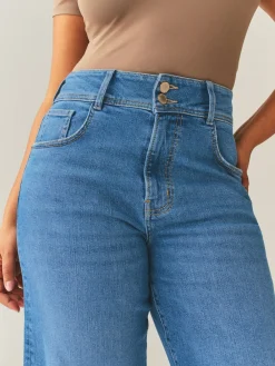 Next High Rise Stretch Wide Leg Hourglass Jeans Mid Blue Hot