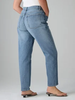 Next Hourglass Comfort Stretch Column Mom Jeans Mid Blue Outlet