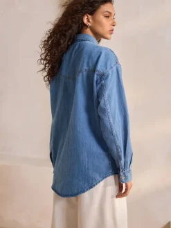 Next Mid Blue Oversize Denim Shirt