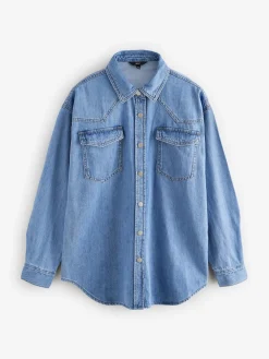 Next Mid Blue Oversize Denim Shirt